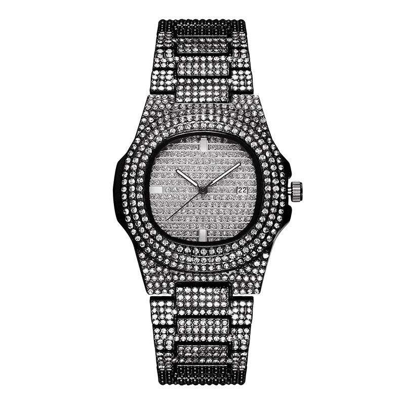 Xsvo Luxury Moda Pełny Rhinestone Diamentowy Zegarek Unisex Zegarek Kwarcowy