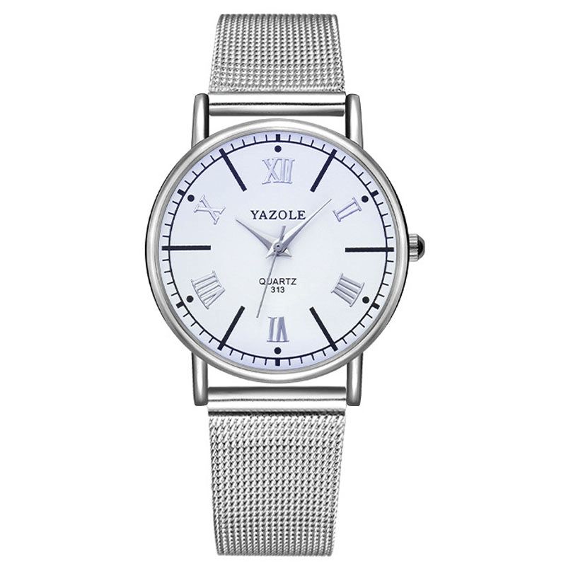 Yazole 313 Urban Moda Damskie Zegarek 3Atm Wodoodporny Pasek Z Siatki Ze Stali Nierdzewnej Luxury Style Lady Quartz Watch