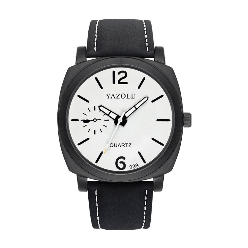 Yazole 339 Sports Codzienne Simple Dial Luminous Display Pu Skórzany Pasek Wodoodporny Męski Zegarek Kwarcowy