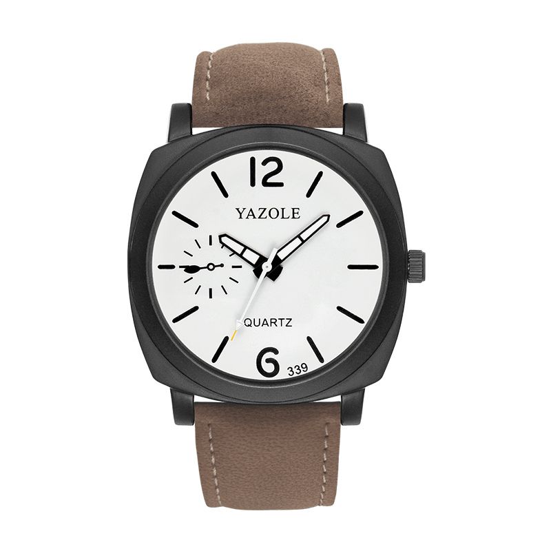 Yazole 339 Sports Codzienne Simple Dial Luminous Display Pu Skórzany Pasek Wodoodporny Męski Zegarek Kwarcowy