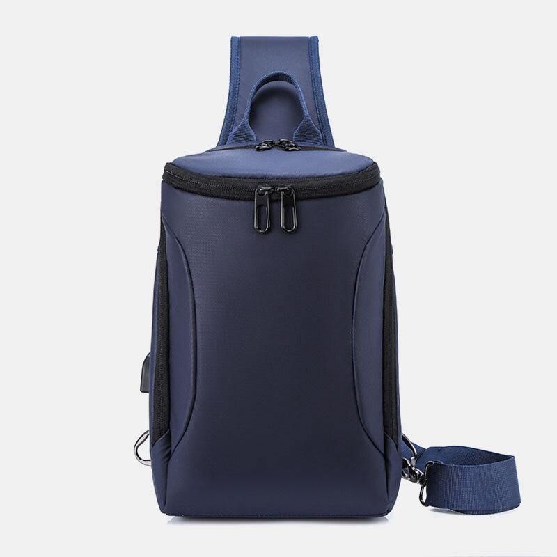 Mężczyźni Oxford Usb Ładowanie Anti-Theft Torba Na Klatkę Piersiowa Wszechstronna Duża Pojemność Wodoodporna Nocna Odblaskowa Taśma Design Crossbody Torby