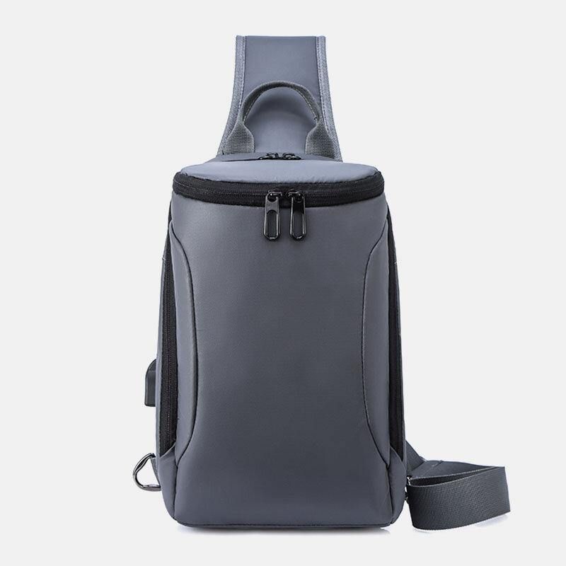 Mężczyźni Oxford Usb Ładowanie Anti-Theft Torba Na Klatkę Piersiowa Wszechstronna Duża Pojemność Wodoodporna Nocna Odblaskowa Taśma Design Crossbody Torby