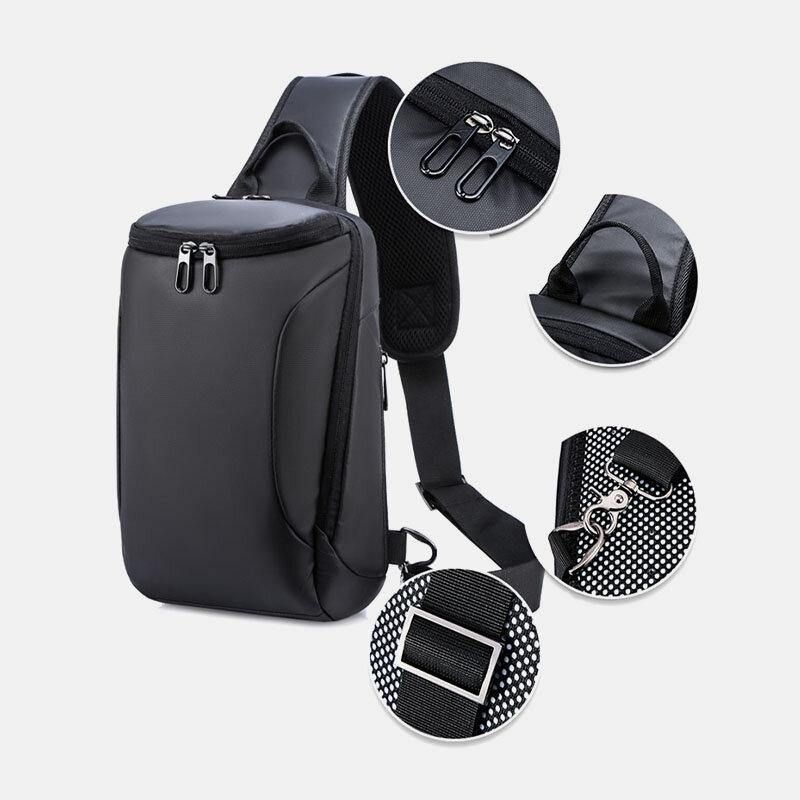 Mężczyźni Oxford Usb Ładowanie Anti-Theft Torba Na Klatkę Piersiowa Wszechstronna Duża Pojemność Wodoodporna Nocna Odblaskowa Taśma Design Crossbody Torby