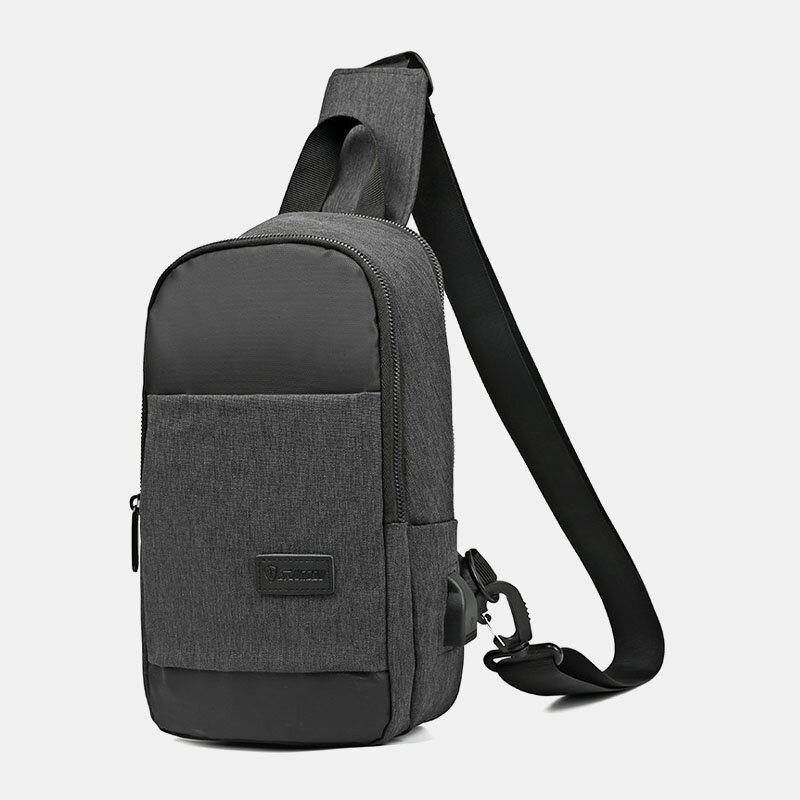 Mężczyźni Oxford Wodoodporna Torba Na Klatkę Piersiową Usb O Dużej Pojemności Messenger Crossbody Bag