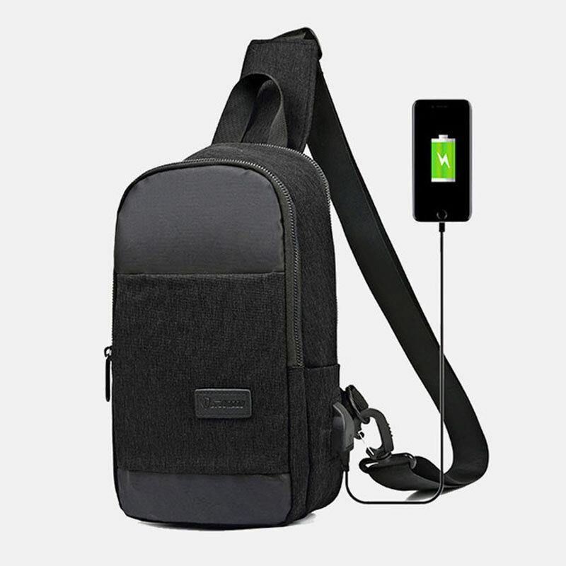 Mężczyźni Oxford Wodoodporna Torba Na Klatkę Piersiową Usb O Dużej Pojemności Messenger Crossbody Bag