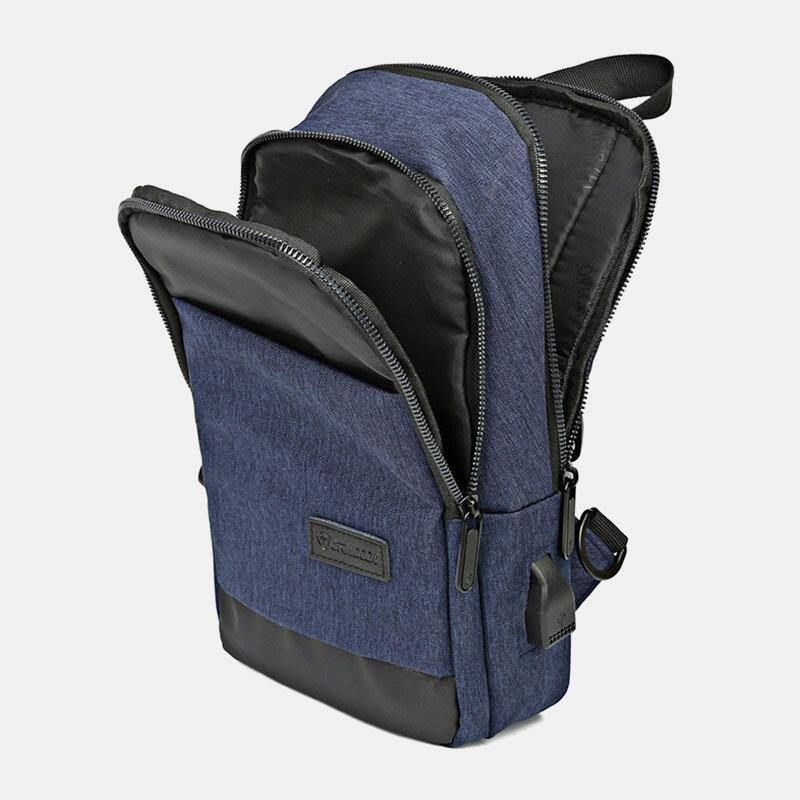 Mężczyźni Oxford Wodoodporna Torba Na Klatkę Piersiową Usb O Dużej Pojemności Messenger Crossbody Bag