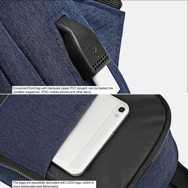 Mężczyźni Oxford Wodoodporna Torba Na Klatkę Piersiową Usb O Dużej Pojemności Messenger Crossbody Bag