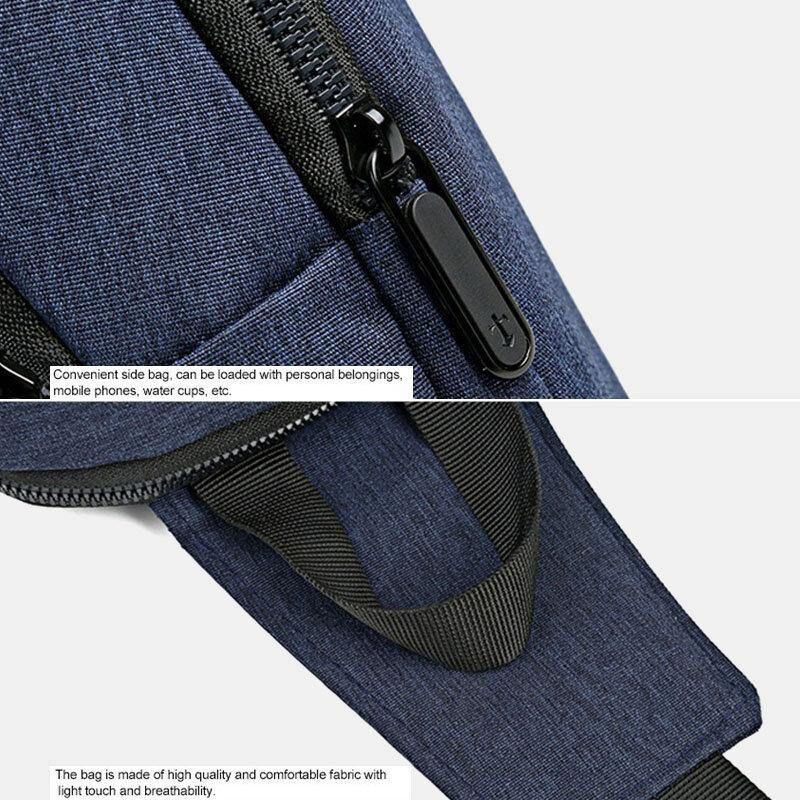 Mężczyźni Oxford Wodoodporna Torba Na Klatkę Piersiową Usb O Dużej Pojemności Messenger Crossbody Bag