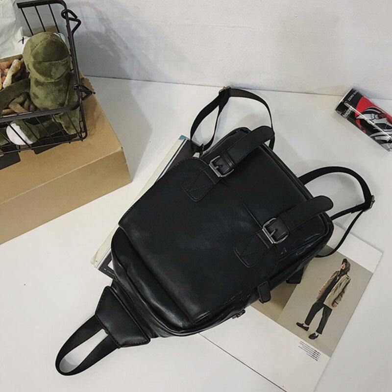 Mężczyźni Retro Otwór Na Słuchawki Multi-Carry Ładowanie Usb Wielowarstwowa Wodoodporna Torba Crossbody Torba Na Klatkę Piersiową Torba Na Ramię