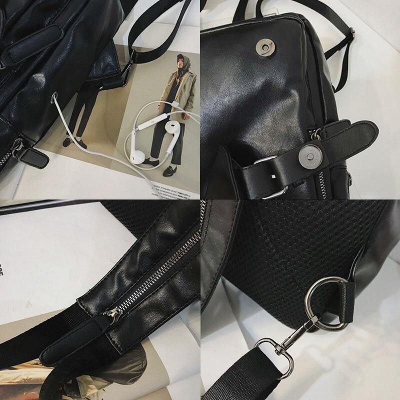 Mężczyźni Retro Otwór Na Słuchawki Multi-Carry Ładowanie Usb Wielowarstwowa Wodoodporna Torba Crossbody Torba Na Klatkę Piersiową Torba Na Ramię