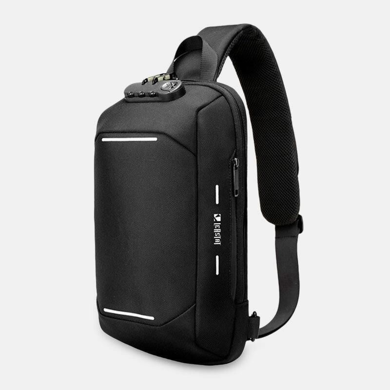 Męska Blokada Hasła Oxford Anti-Theft Odblaskowy Pasek Design Wodoodporna Torba Z Wieloma Kieszeniami Crossbody Sling Bag Torba Na Klatkę Piersiową