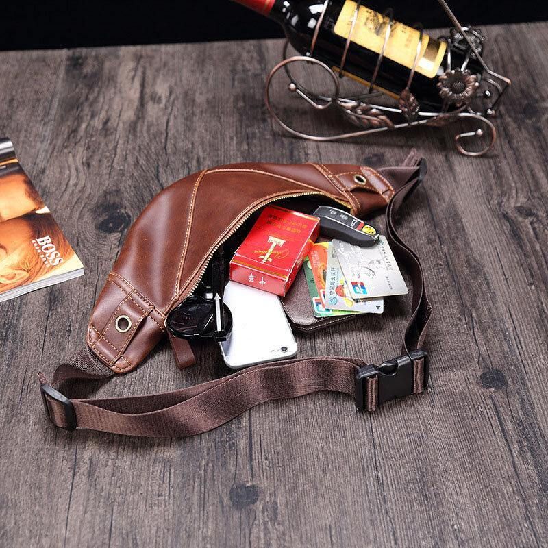 Męska Faux Leather Moda Retro Multi-Carry Torba Na Klatkę Piersiową Torba Na Pas Torba Na Ramię