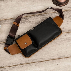 Męska Faux Leather Retro Business Codzienne Multi-Carry Waist Bag Torba Na Klatkę Piersiową Sling Bag