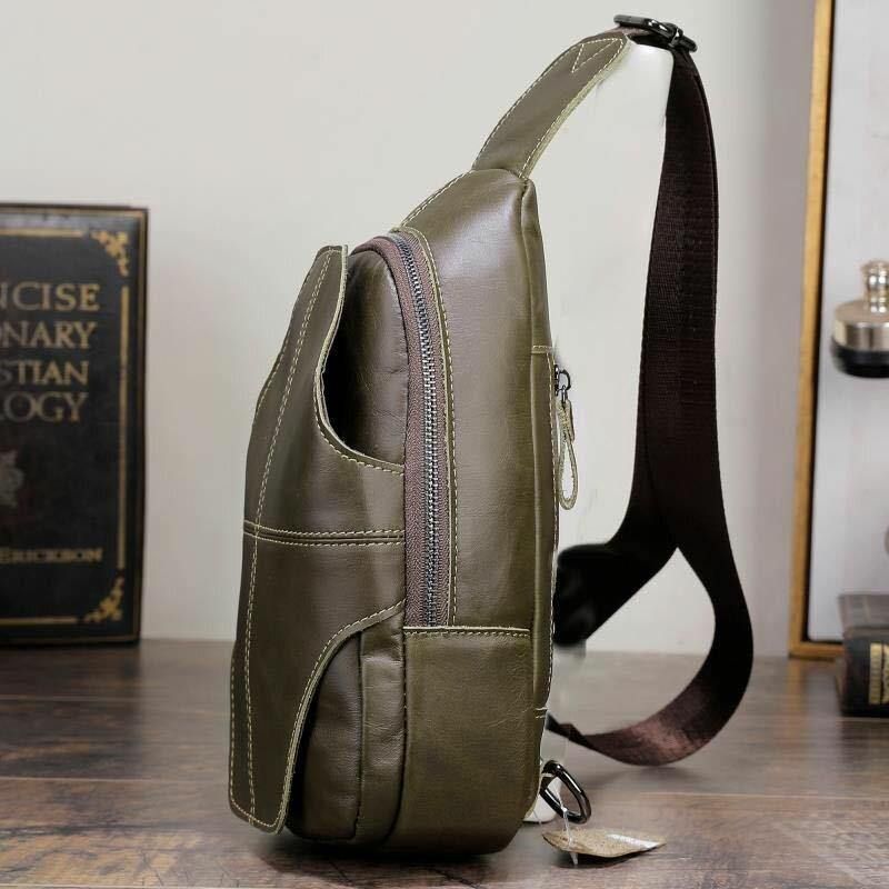 Męska Skórzana Torba Antykradzieżowa Retro Codzienne Business Crossbody Bag Torba Na Klatkę Piersiową Sling Bag