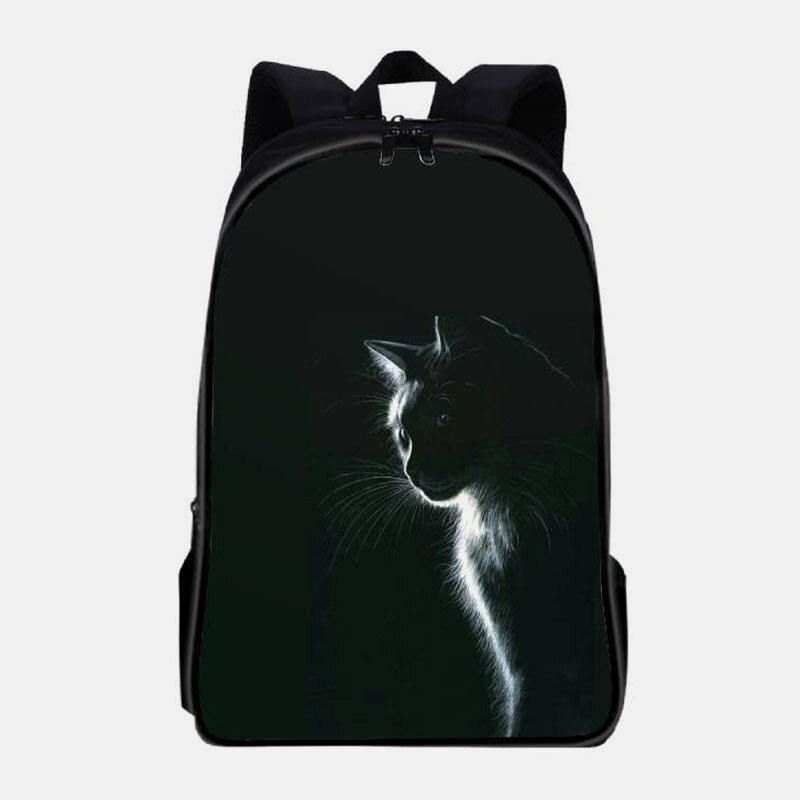 Kobiety Oxford Cloth Codzienne Cute Black Cat Back View I Moon Printing Plecak Szkolny