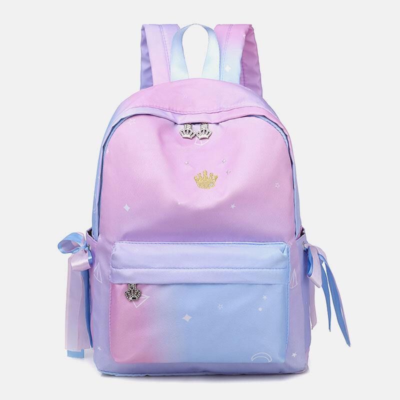 Kobiety Oxford Color Gradient Earphone Hole Bowknot Codzienne Studeng Bag Backpack