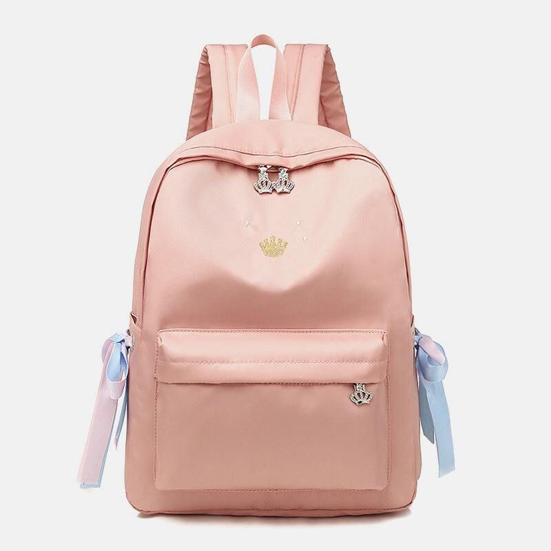 Kobiety Oxford Color Gradient Earphone Hole Bowknot Codzienne Studeng Bag Backpack