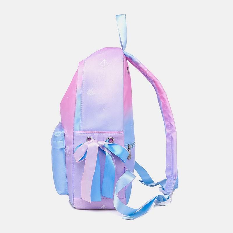 Kobiety Oxford Color Gradient Earphone Hole Bowknot Codzienne Studeng Bag Backpack