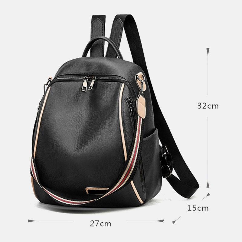 Kobiety Pu Leather Multi-Carry Codzienne Outdoor School Bag Plecak Torba Na Ramię