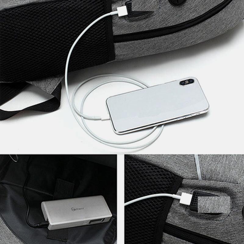 Mężczyźni 3 Sztuk Nylon Usb Ładowanie Odporność Na Zużycie Moda Codzienne Torba Na Laptopa Plecak Torba Crossbody Torba Kopertówka