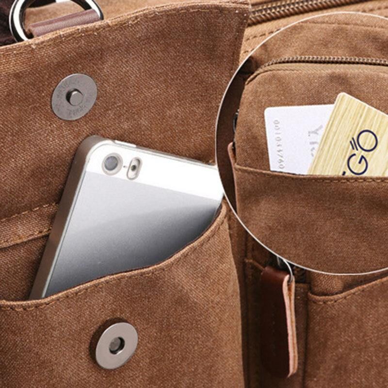 Mężczyźni Canvas Duża Pojemność Multi-Pocket Anti-Theft Codzienne Torba Podróżna Torba Na Komputer Plecaki