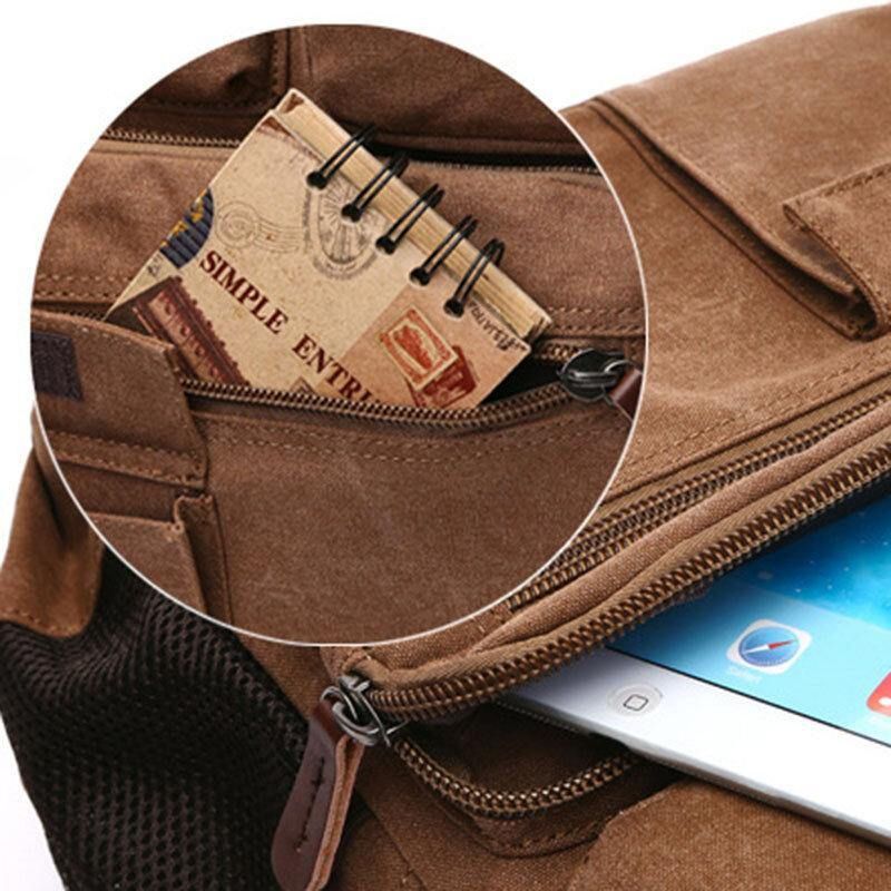 Mężczyźni Canvas Duża Pojemność Multi-Pocket Anti-Theft Codzienne Torba Podróżna Torba Na Komputer Plecaki