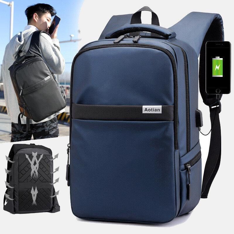 Męskie Ładowanie Usb Outdoor Nylon Travel Wodoodporna Torba Na Laptopa O Dużej Pojemności 13 Cali Torba Podróżna Plecak