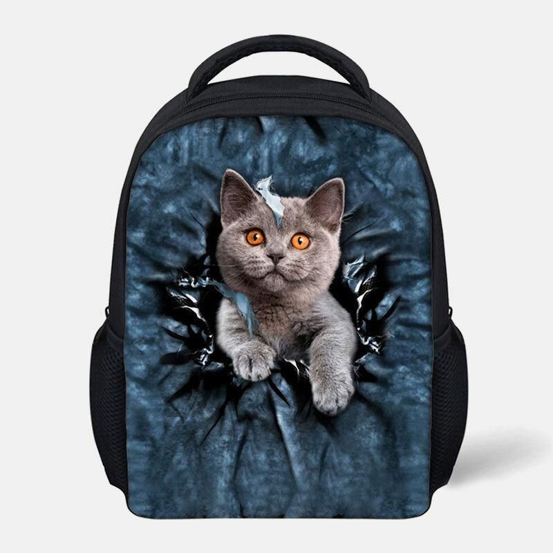 Unisex Animal Creative 3D Cartoon Cute Cat Codzienne Outdoor Mały Plecak Tornister