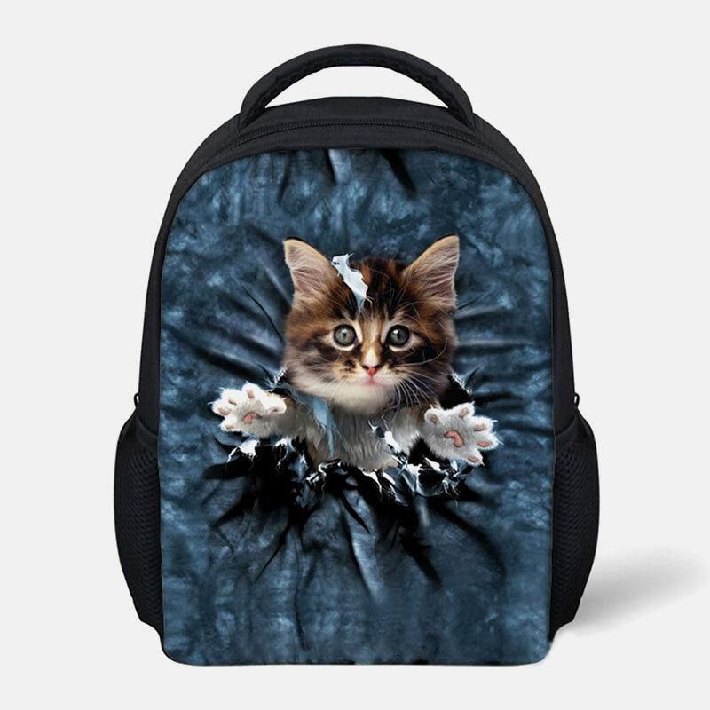 Unisex Animal Creative 3D Cartoon Cute Cat Codzienne Outdoor Mały Plecak Tornister