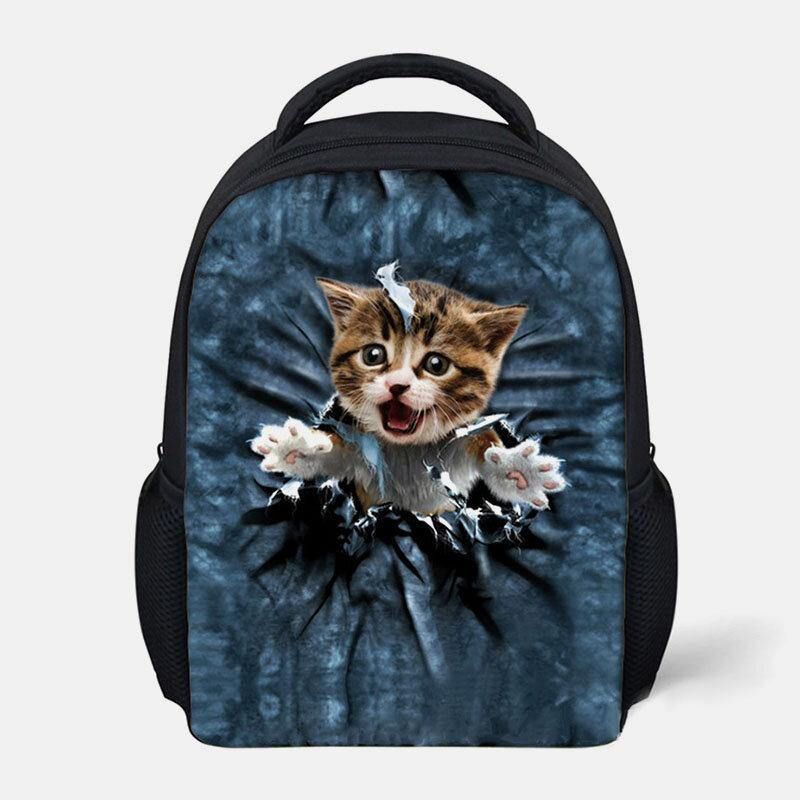 Unisex Animal Creative 3D Cartoon Cute Cat Codzienne Outdoor Mały Plecak Tornister