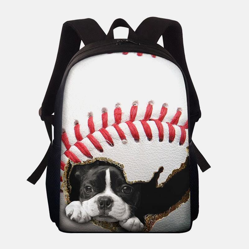 Unisex Dacron Duża Pojemność Cat Dog W Baseball Football Wzór Drukowanie Plecak Torba Szkolna