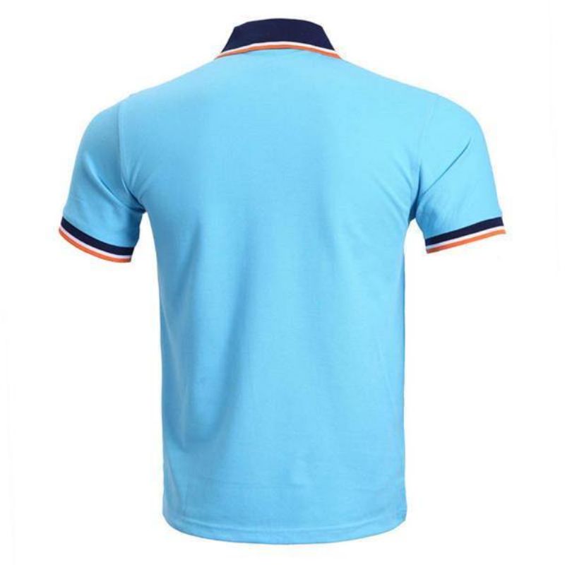 Moda Męska Codzienne Contrast Color Collar Tees Turn-Down Short Sleeve Golf Shirt 7 Kolorów