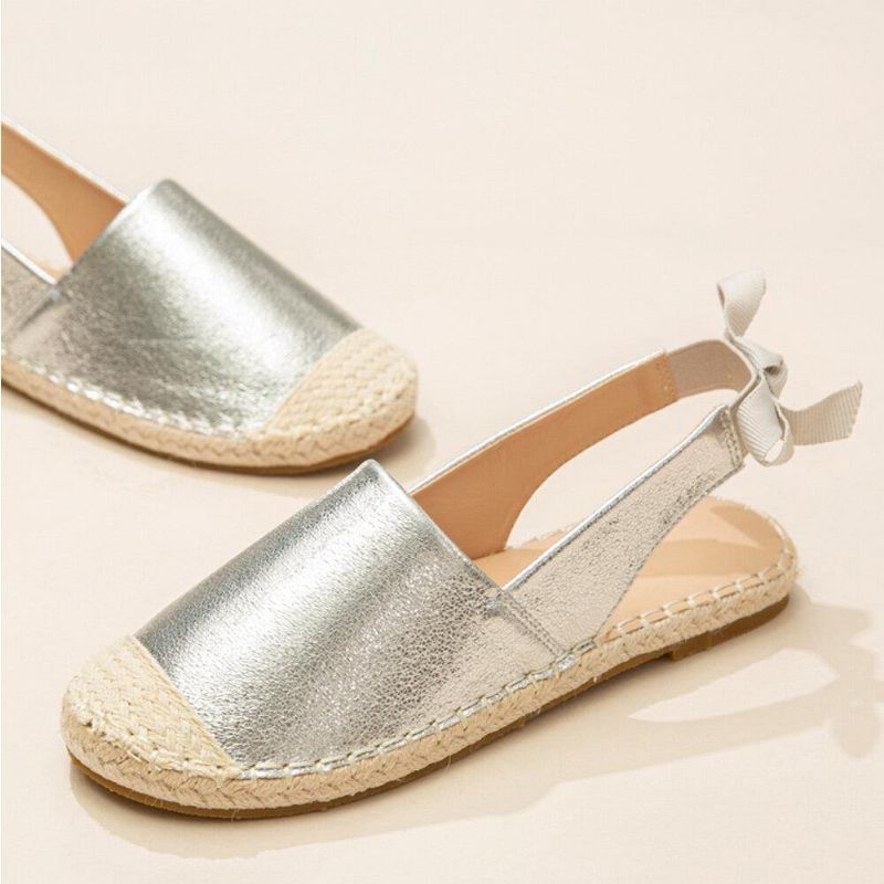 Kobiety Codzienne Closed Toe Bowknot Heel Espadrille Łączenie Mieszkania Sandały Rybaka