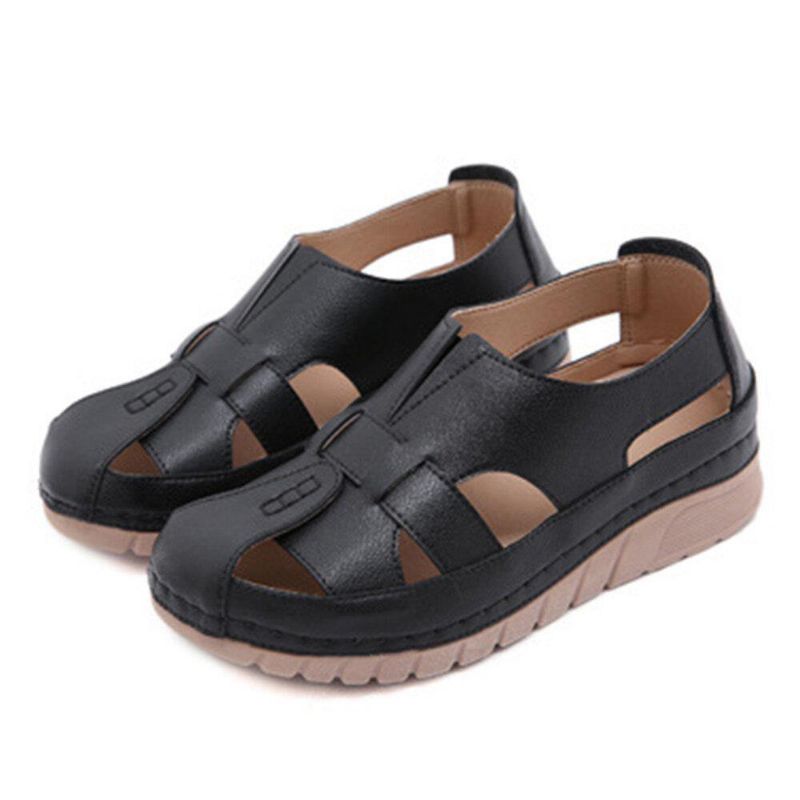 Kobiety Retro Closed Toe Antypoślizgowe Lekkie Slip On Sandały Rybaka