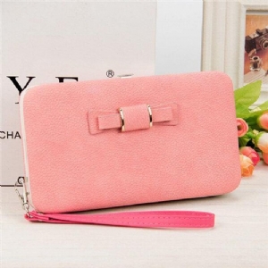 Kobiety Candy Color Bowkot 5.5 Cala Portfele Na Telefon Etui Hasp Long Purse Clutches