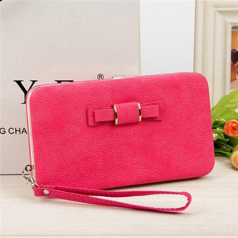 Kobiety Candy Color Bowkot 5.5 Cala Portfele Na Telefon Etui Hasp Long Purse Clutches