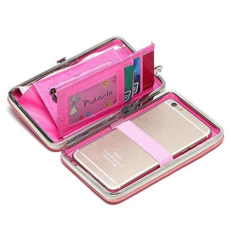 Kobiety Candy Color Bowkot 5.5 Cala Portfele Na Telefon Etui Hasp Long Purse Clutches