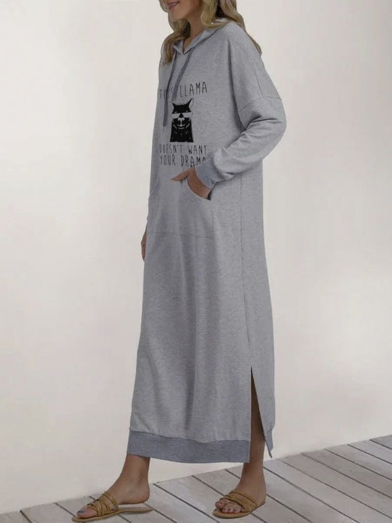 Bluza Z Kapturem Grey Shift Codzienne Midi Dress