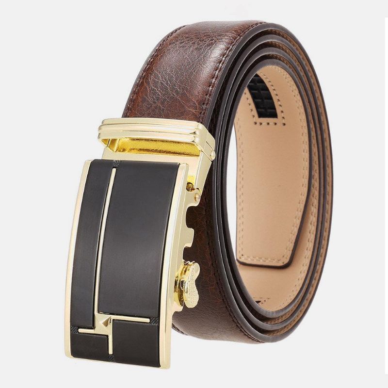 Męska Skórzana Prostokątna Automatyczna Klamra 3.5 Cm Codzienne Business Wild Belt