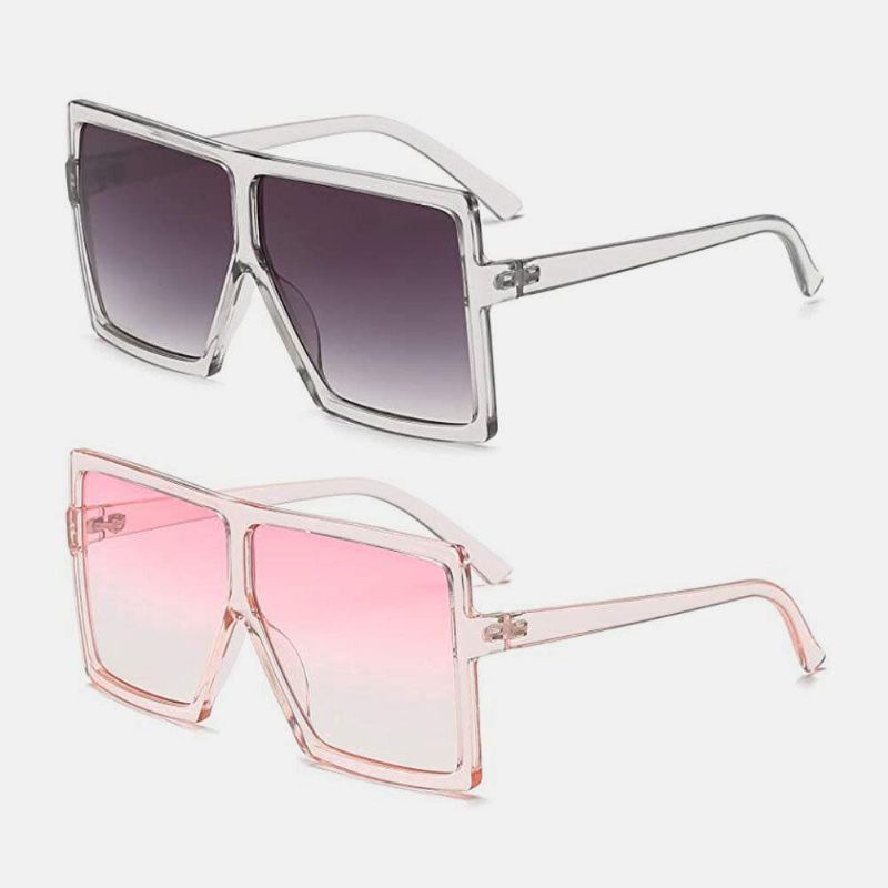 Kobiety Vintage Oversize Square Frame Wielokolorowe Modne Okulary Przeciwsłoneczne Chroniące Przed Promieniowaniem Uv