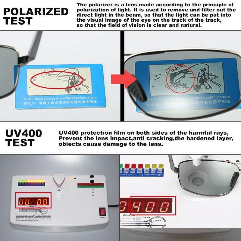 Męskie Inteligentne Fotochromowe Spolaryzowane Okulary Prostokątne Metalowe Pełne Ramki Anty-Uv Przeciwodblaskowe Okulary Do Jazdy Okulary Przeciwsłoneczne