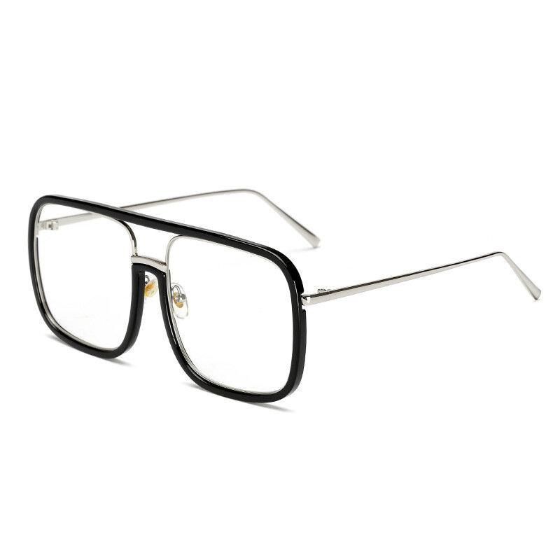 Unisex Retro Płaskie Lustro Kwadratowe Duże Ramki Przezroczyste Okulary Przeciwsłoneczne Anty-Uv Dla Kobiet