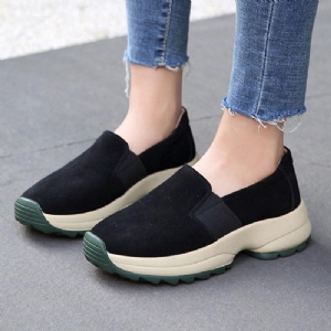 Damskie Duże Rozmiary Codzienne Faux Suede Slip On Chunky Sneakers