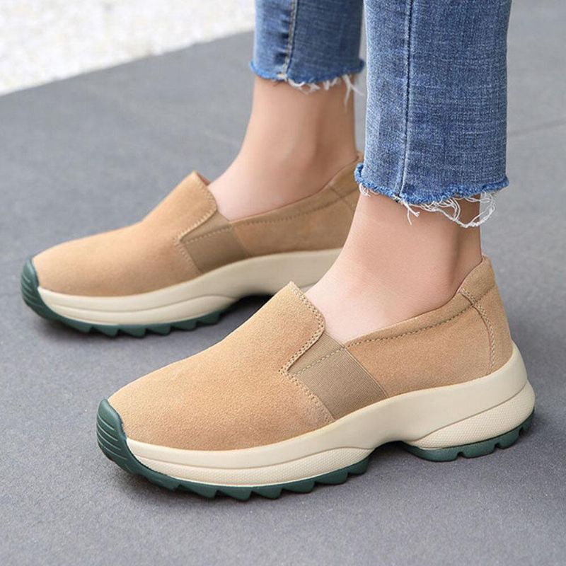 Damskie Duże Rozmiary Codzienne Faux Suede Slip On Chunky Sneakers