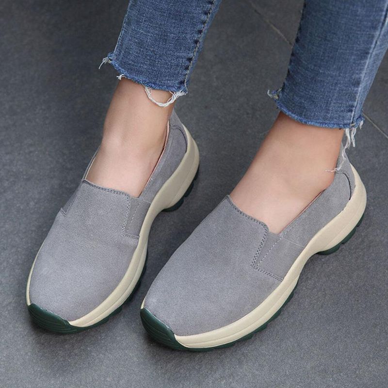 Damskie Duże Rozmiary Codzienne Faux Suede Slip On Chunky Sneakers