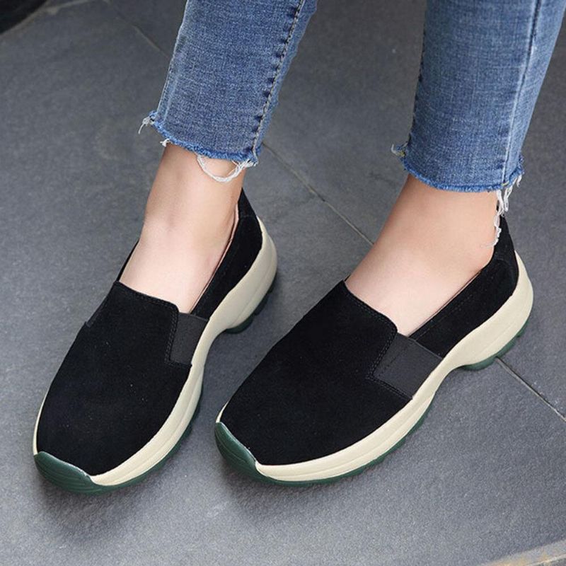 Damskie Duże Rozmiary Codzienne Faux Suede Slip On Chunky Sneakers