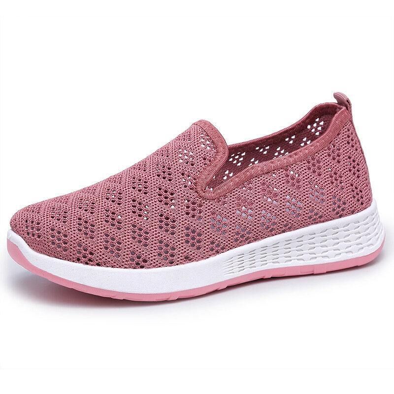 Kobiety Hollow Out Mesh Lazy Slip On Walking Shoes