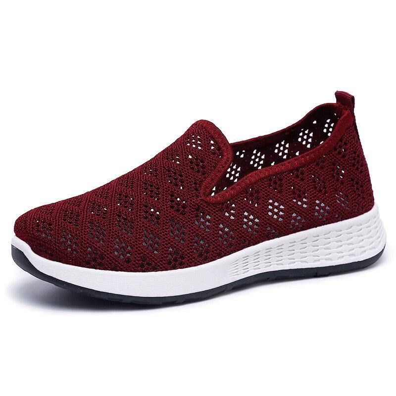 Kobiety Hollow Out Mesh Lazy Slip On Walking Shoes