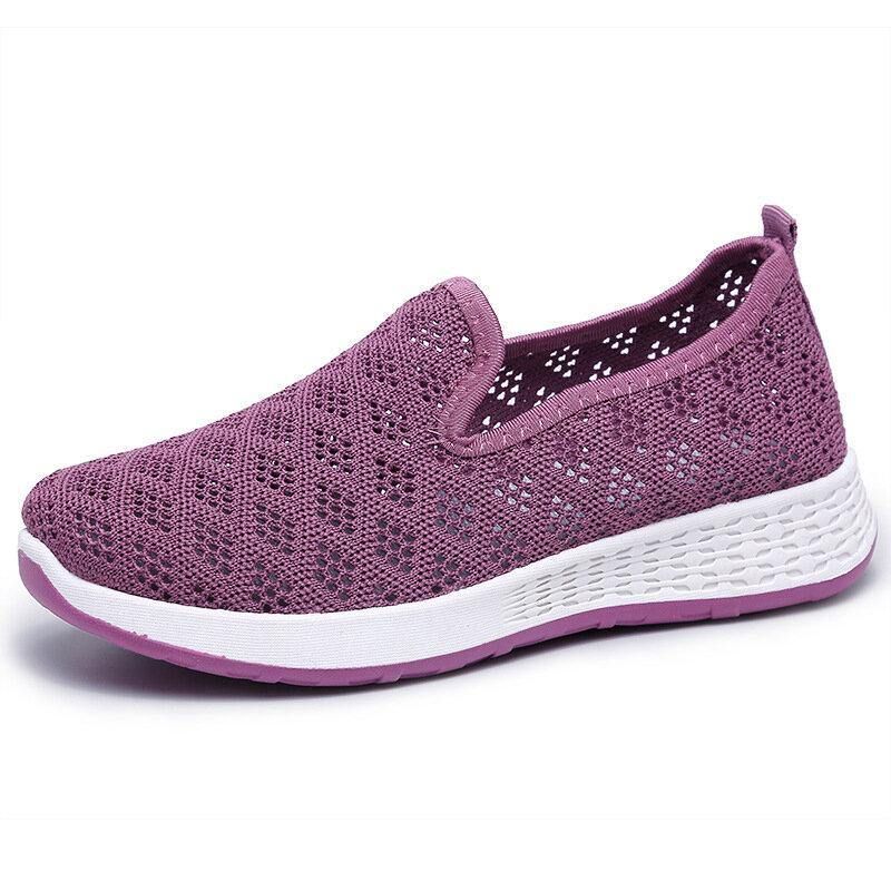 Kobiety Hollow Out Mesh Lazy Slip On Walking Shoes