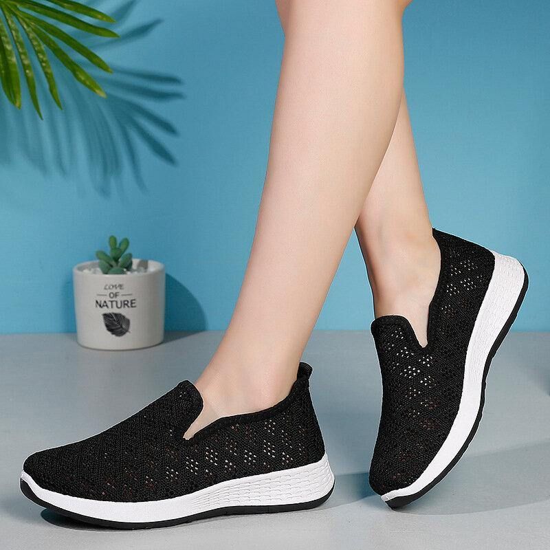 Kobiety Hollow Out Mesh Lazy Slip On Walking Shoes